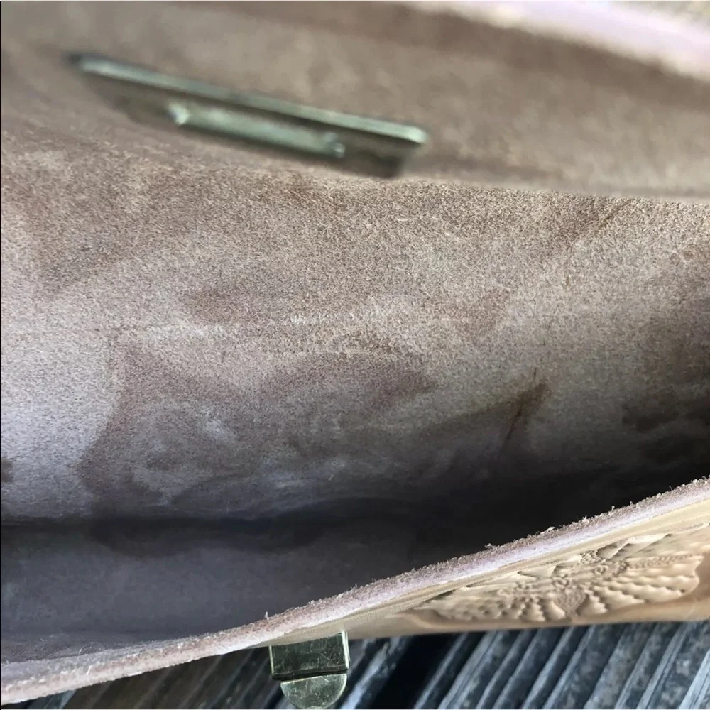 Tooled Leather Floral Purse Brown Tan Bag Wristlet Clutch Vintage 70s 80s
